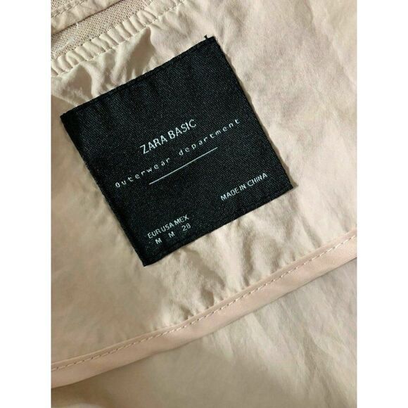 Zara Womens Light Solid Pink Long Sleeve Wind Breaker Jacket Medium - Picture 5 of 6